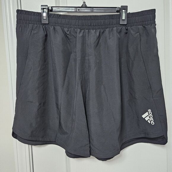NWT Adidas AeroReady Shorts Men's 2XL BLK Zip Pocket Running Performance HF7204 - Picture 1 of 9